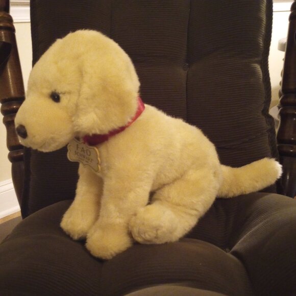 2 FAO Schwartz Plush Puppy Dogs, Pre-Owned: Golden Retriever Lab & Pug - Picture 4 of 11